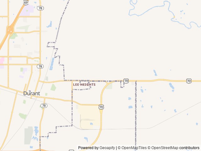 Map of Pioneer RV Park location at Durant, OK, United States