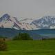 Wide landscape / property view showing green pasture with distant snow-capped peaks — supports the site’s description of 67-acre ranch and Mt. Sopris / Elk Mountains backdrop (used on homepage as mobile/background banner). Good overview shot of grounds and scenery.