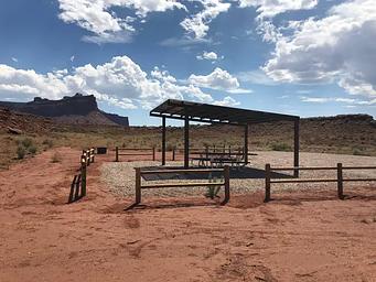 Superbowl Group Site with red cliffs in background