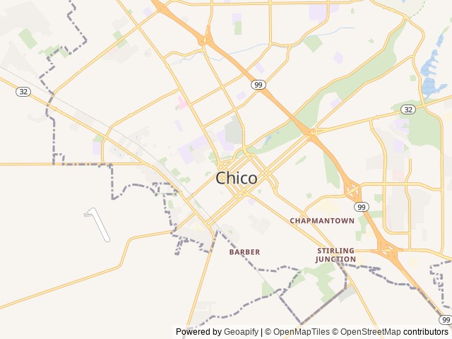 Map for 2018 Keystone Springdale sleeps 4 near Chico, CA