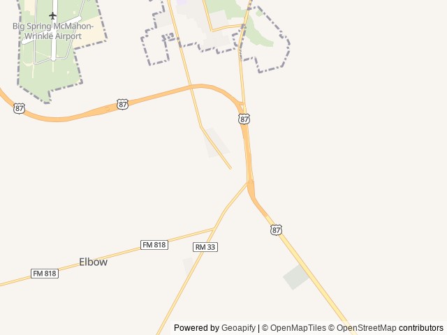Map of West Texas Friendly RV Parks location at Big Spring, TX, United States