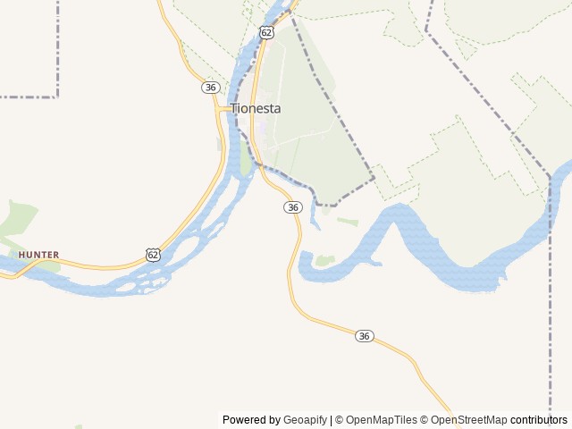 Map of Tionesta Rec. Area Campground location at Tionesta, PA, United States