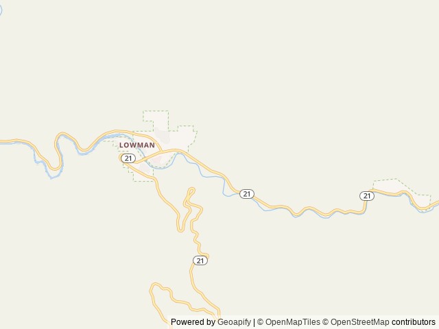 Map of Mountain View location at Lowman, ID, United States
