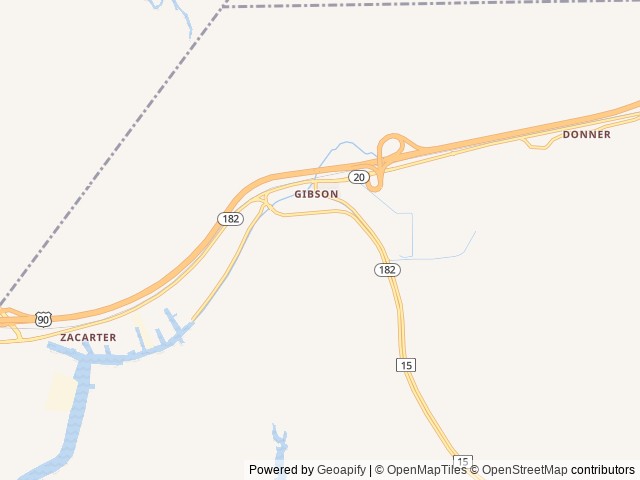 Map of Hideaway Ponds location at Gibson, LA, United States