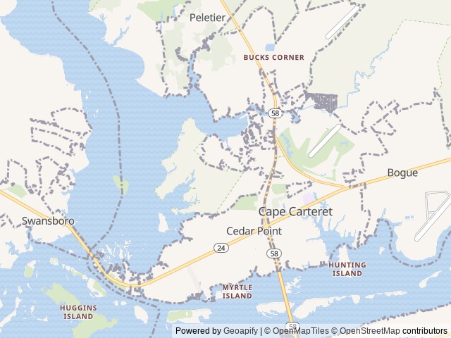 Map of VFW Post 9960 location at Swansboro, NC, United States
