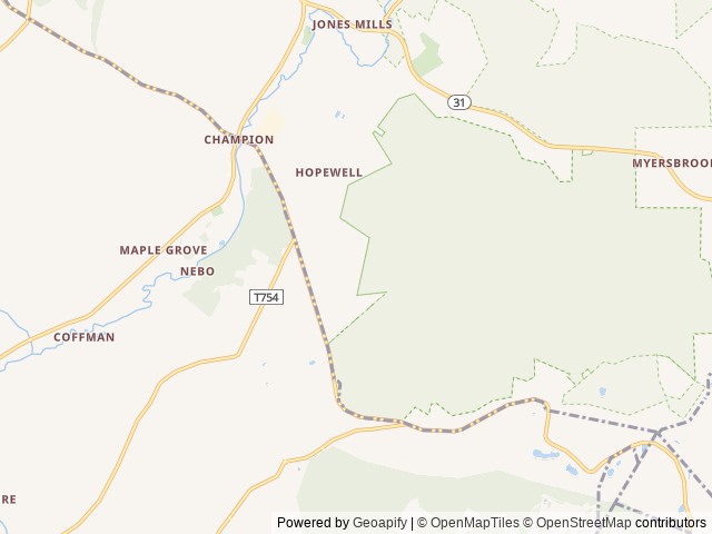 Map of Roaring Run RV Resort location at Champion, PA, United States