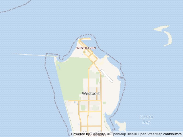 Map of American Sunset RV & Tent Resort location at Westport, WA, United States