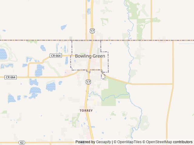 Map of Pioneer Creek RV Resort location at Bowling Green, FL, United States