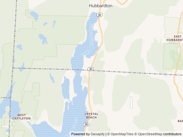 Map of Lake Bomoseen KOA Holiday location at Bomoseen, VT, United States