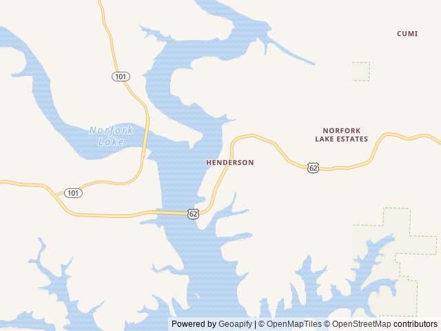Map of Henderson Park location at Mountain Home, AR, United States