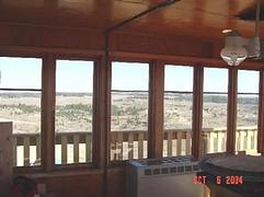 A view from inside Diamond Butte Lookout