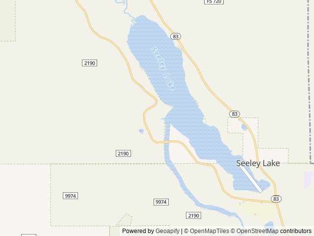 Map of Seeley Lake Lolo Campground (MT) location at Seeley Lake, MT, United States