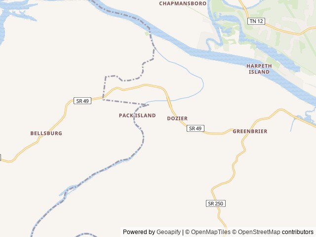 Map of Harpeth River Bridge Campground (TN) location at Ashland City, TN, United States