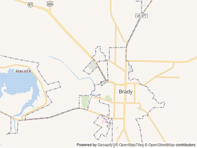 Map of Richards Park location at Brady, TX, United States