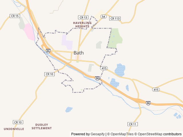 Map of Campers Haven location at Bath, NY, United States