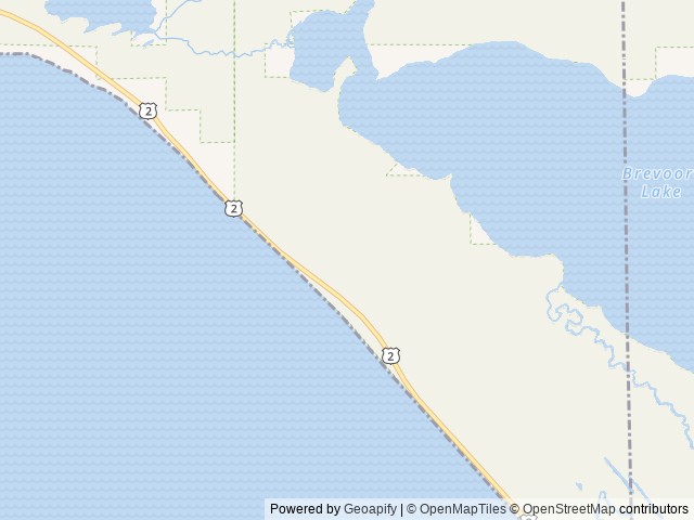 Map of Lake Michigan at St. Ignace location at St. Ignace, MI, United States