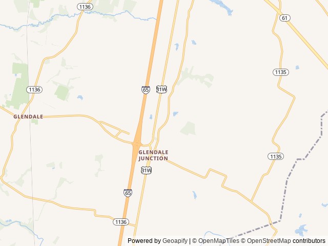 Map of Glendale Campground location at Elizabethtown, KY, United States