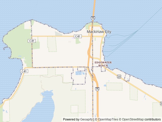 Map of Mackinaw City / Mackinac Island KOA Journey location at Mackinaw City, MI, United States