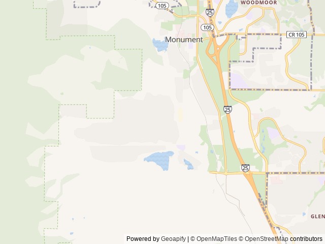 Map of Monument Glamping location at Monument, CO, United States