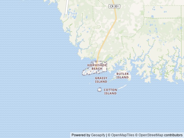 Map of Horseshoe Beach RV location at Horseshoe Beach, FL, United States