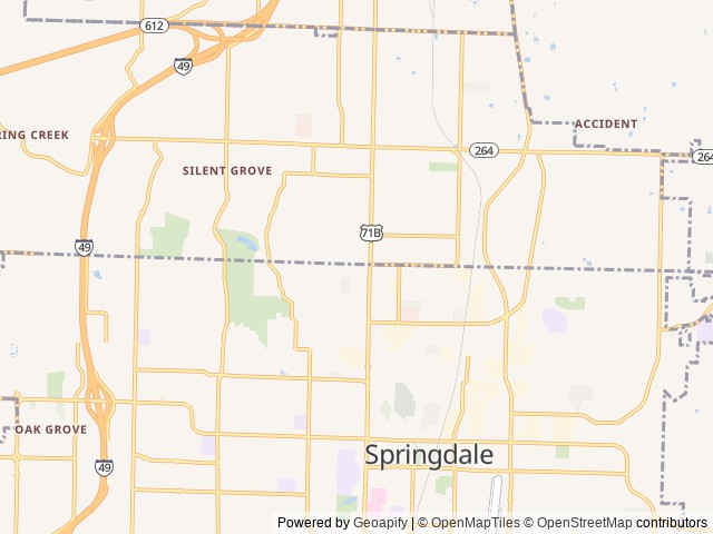 Map of Ozark Canopy Springdale location at Springdale, AR, United States