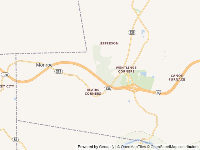 Map of Quiet Acres Camping location at Knox, PA, United States