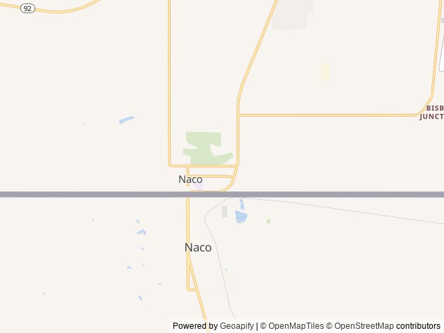 Map of Bisbee RV Park location at Naco, AZ, United States