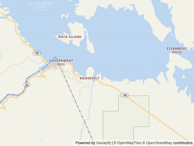 Map of Frazier Group Campground location at Roosevelt, AZ, United States