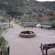 Group area with multiple benches and a firepit.