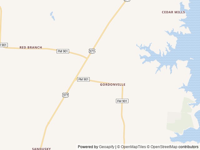 Map of Apple Orchard Luxury RV Resort location at Gordonville, TX, United States