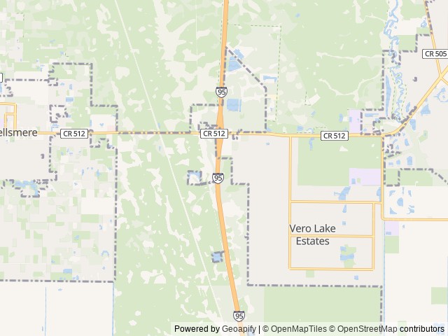 Map of Sunshine Travel RV Park location at Vero Beach, FL, United States
