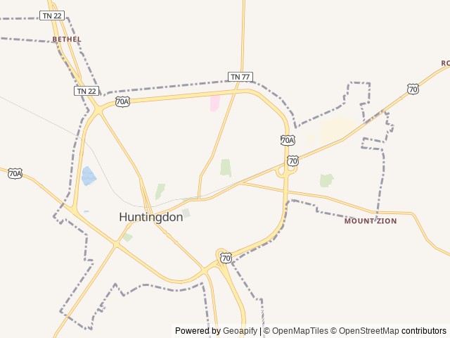Map for Mallori and Paul’s kid friendly trailer near Huntingdon, TN