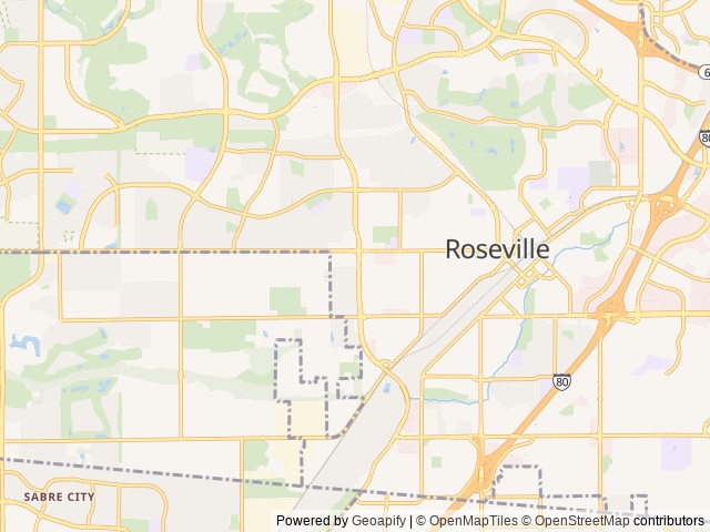 Map of Roseville Elks Lodge #2248 location at Roseville, CA, United States