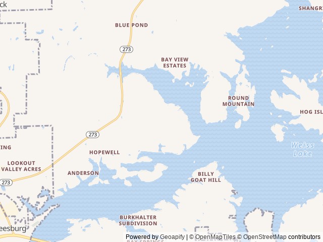 Map of Great Escapes RV Resort Chesnut Bay location at Leesburg, AL, United States