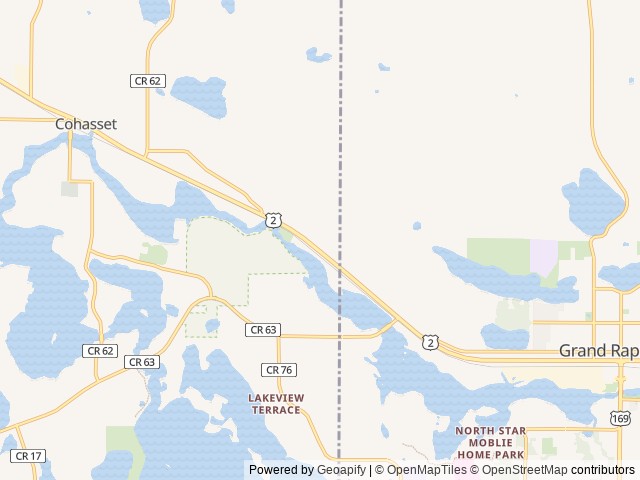 Map of Pokegama Dam Campground location at Grand Rapids, MN, United States
