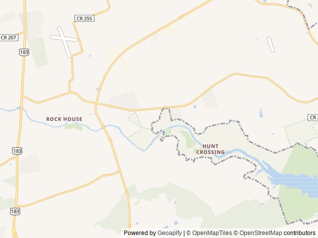 Map of Tejas Park location at Liberty Hill, TX, United States