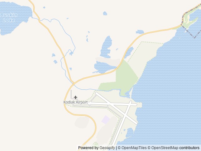 Map of Kodiak National Wildlife Refuge Cabins location at Kodiak, AK, United States
