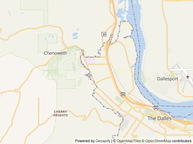 Map of Chinook RV Park location at The Dalles, OR, United States