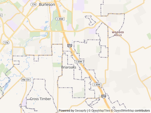 Map of Roaming Trails RV Retreat location at Burleson, TX, United States
