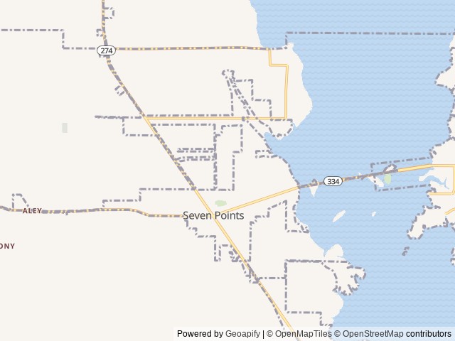 Map of RVParks365 location at Seven Points, TX, United States