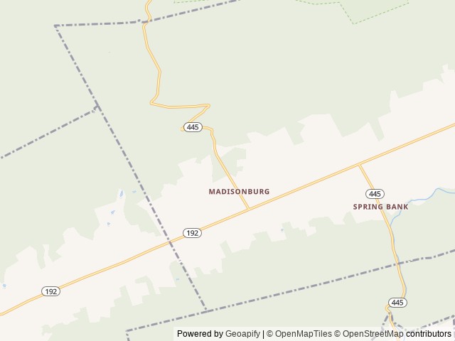 Map for Dustins  perfect for psu Penn state, grange fair near Madisonburg, PA
