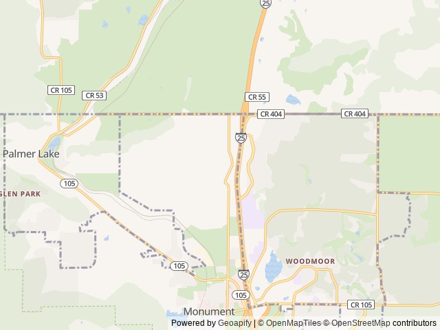 Map of Colorado Heights Camping Resort location at Monument, CO, United States